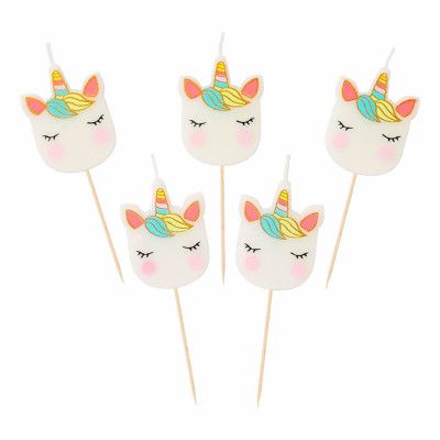 Tårtljus Love Unicorns Enhörningshuvud - 5-pack