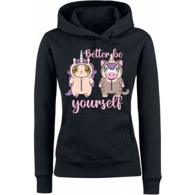 Tierisch - Enhörning Luvtröja - Einhorn - Katze - Better Be Yourself - S - för Dam - svart