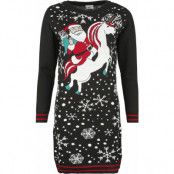 Ugly Christmas Sweater - Fun Halvlång klänning - Santa Riding Unicorn - S XXL - för Dam - flerfärgad