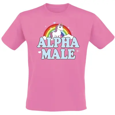 Unicorn - Enhörning T-shirt - Alpha Male - M 3XL - för Herr - rosa