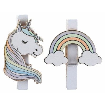 Unicorn på tvättklämmor 6-pack