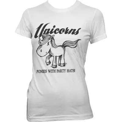 Unicorns Ponies With Party Hats Dam T-shirt XL