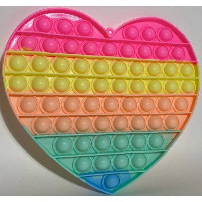 Pop it Fidget Push Pop Bubble Hjärta Regnbåge 20cm