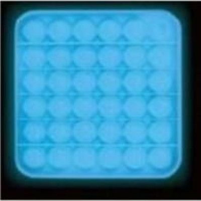 Pop it Fidget Push Pop Bubble Kvadrat Glow in the dark Blå