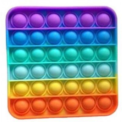 Pop it Fidget Push Pop Bubble Kvadrat Regnbåge