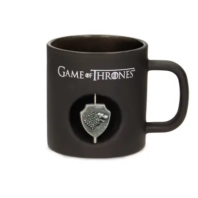 Game Of Thrones Stark Spinning Logo Black Crystal Mug