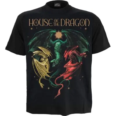 Game Of Thrones T-shirt - House of the Dragon - 2 - Tri Dragons - S XXL - för Herr - svart