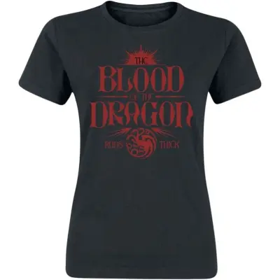 Game Of Thrones T-shirt - House of the Dragon - Blood Of The Dragon Runs Thick - S XXL - för Dam - svart