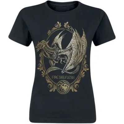 Game Of Thrones T-shirt - House of the Dragon - Fire Made Flesh - S XXL - för Dam - svart