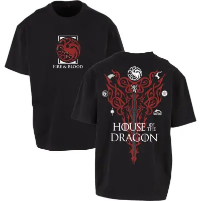 Game Of Thrones T-shirt - House of the Dragon - Fire & Blood Houses Emblems - M 3XL - för Herr - svart