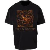 Game Of Thrones T-shirt - House of the Dragon - Fire & Blood Metal Emblem - M 3XL - för  svart