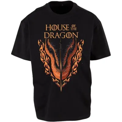 Game Of Thrones T-shirt - House of the Dragon - Sword And Dragon Head - M 3XL - för  svart
