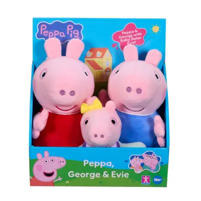 Greta Gris Mjukdjur 3-pack Peppa, George&Evie - Greta Gris -  Leksaksaffären