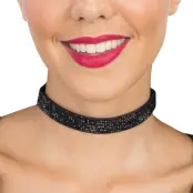 Halsband Choker med Strass Svart