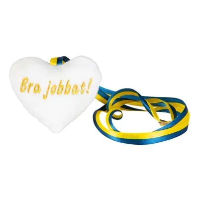 Mjukishjärta med Blå/Gult Band Bra Jobbat