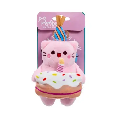 Pembe Nyckelring Plush 12cm Happy Birthday - Pembe -  Leksaksaffären