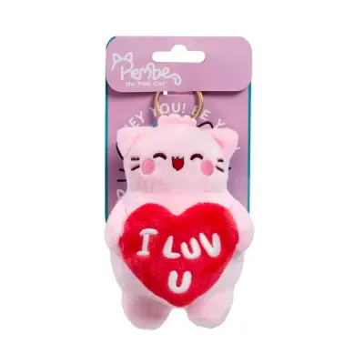Pembe Nyckelring Plush 12cm I Love You - Pembe -  Leksaksaffären