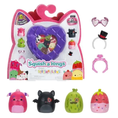 Squish-a-longs 4-p med Hjärtask Lila - Squishmallows -  Leksaksaffären