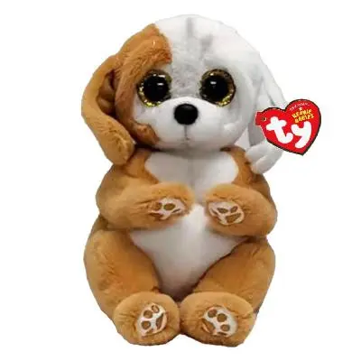 TY Beanie Bellies Ruggles Brun/Vit Hund regular - TY -  Leksaksaffären
