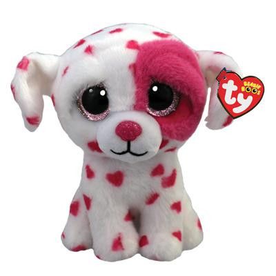TY Beanie Boos Beau Vit hund med hjärtan Reg