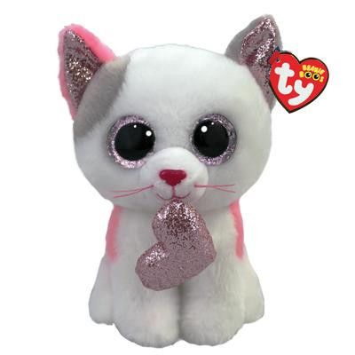 TY Beanie Boos Milena Vit katt med hjärtan Reg