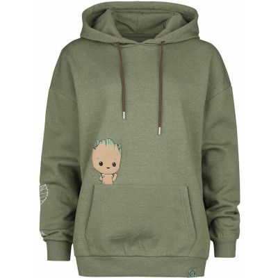 Guardians Of The Galaxy - Anime Luvtröja - Groot - M XXL - för Dam - mörkgrönmelerad
