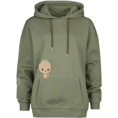 Guardians Of The Galaxy - Anime Luvtröja - Groot - M XXL - för Dam - mörkgrönmelerad