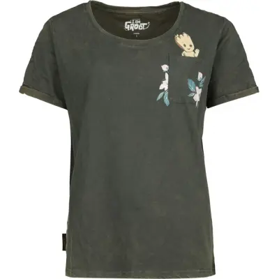 Guardians Of The Galaxy T-shirt - Groot Floral - S XL - för Dam - mörkgrön