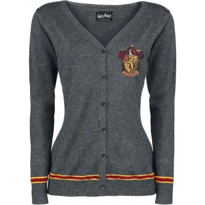 Harry Potter Cardigan - Gryffindor Crest - S XXL - för Dam - gråmelerad