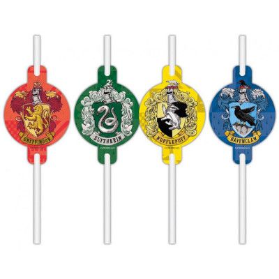 Harry Potter Hogwarts Houses Sugrör 4-pack