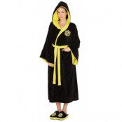 Harry Potter Hufflepuff Ladies Black Fleece Robe With Hood & House