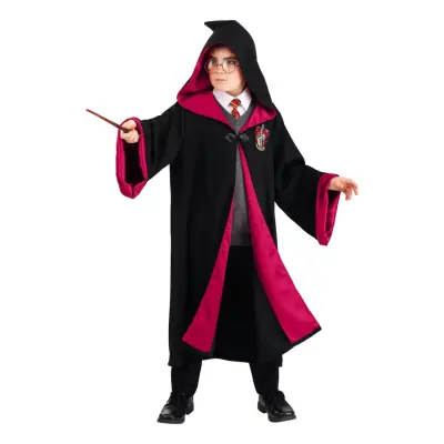 Trollkarl Svart/Röd Barn Maskeraddräkt - X-Large