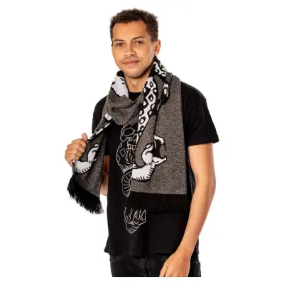 Harry Potter Scarf Dark Arts Spell Long Length Grey