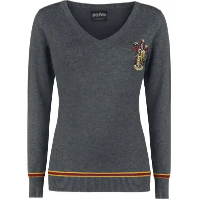 Harry Potter Stickad jumper - Gryffindor - XS 5XL - för Dam - gråmelerad