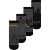 Harry Potter Strumpor - Hogwarts - Logo - Heiligtümer des Todes - 4er Set - EU 35-38 - för Dam - flerfärgad