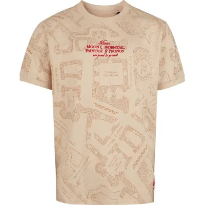 Harry Potter Oversize T-shirt - Marauder's Map All Over - Oversize - S XXL - för Herr - sand