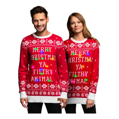 Filthy Animal Röd LED Jultröja - X-Small