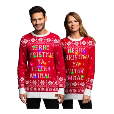 Filthy Animal Röd LED Jultröja - X-Small