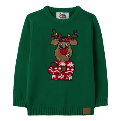Grön Ren Jultröja för Barn - 4-6 år (110/116)