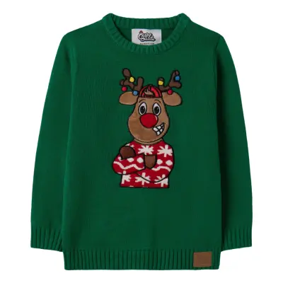 Grön Ren Jultröja för Barn - 8-10 år (134/140)