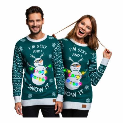 I'm Sexy and I Snow It Grön LED Jultröja - XX-Small