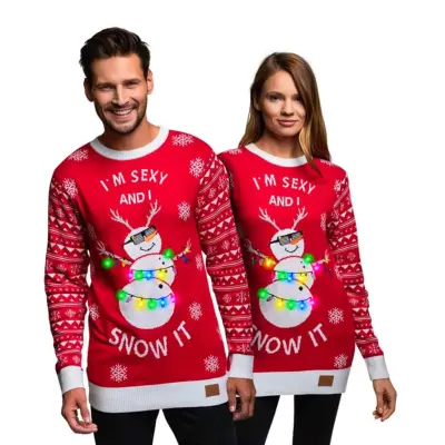 I'm Sexy and I Snow It Röd LED Jultröja - Medium
