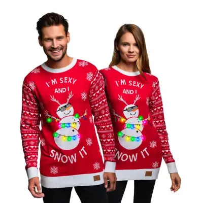 I'm Sexy and I Snow It Röd LED Jultröja - Small