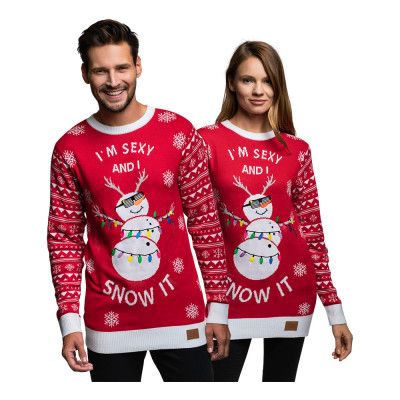 I'm Sexy and I Snow It Röd LED Jultröja - X-Small