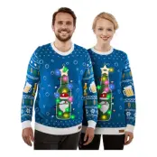Julöl Blå LED Jultröja - Small