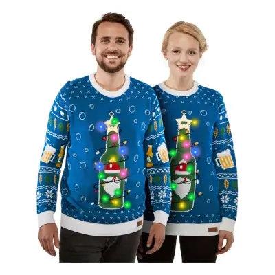 Julöl Blå LED Jultröja - Small