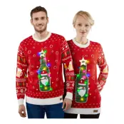 Julöl Röd LED Jultröja - Small