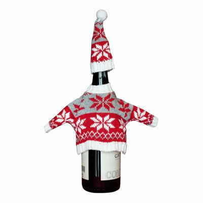 Jultröja för Vinflaska - Röd/Grå