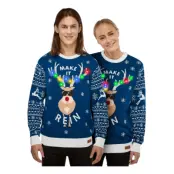 Make it Rein Blå LED Jultröja - X-Small