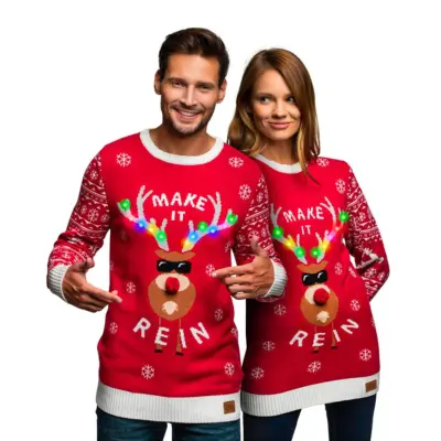 Make it Rein Röd LED Jultröja - XX-Large